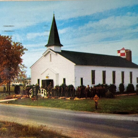 Vintage Post Card 1957 Postcard Regimental Chapel Fort Dix NJ Collectible Dexter - Picture 3 of 5